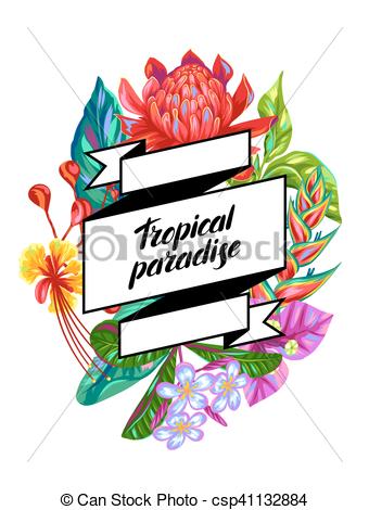 340x470 Background With Thailand Flowers. Tropical Multicolor Vector