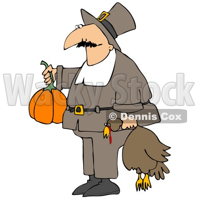 400x400 Clipart Illustration Of Male Pilgrim In Brown, Carrying