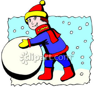 300x278 A Little Boy Rolling A Snowball