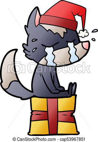 324x470 Cartoon Crying Christmas Wolf Clipart Vector