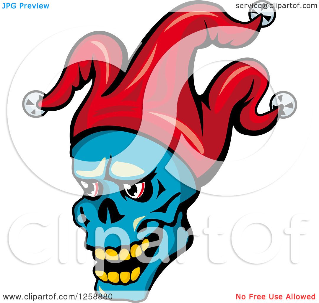 1080x1024 Clipart Of A Blue Joker Face In A Red Hat
