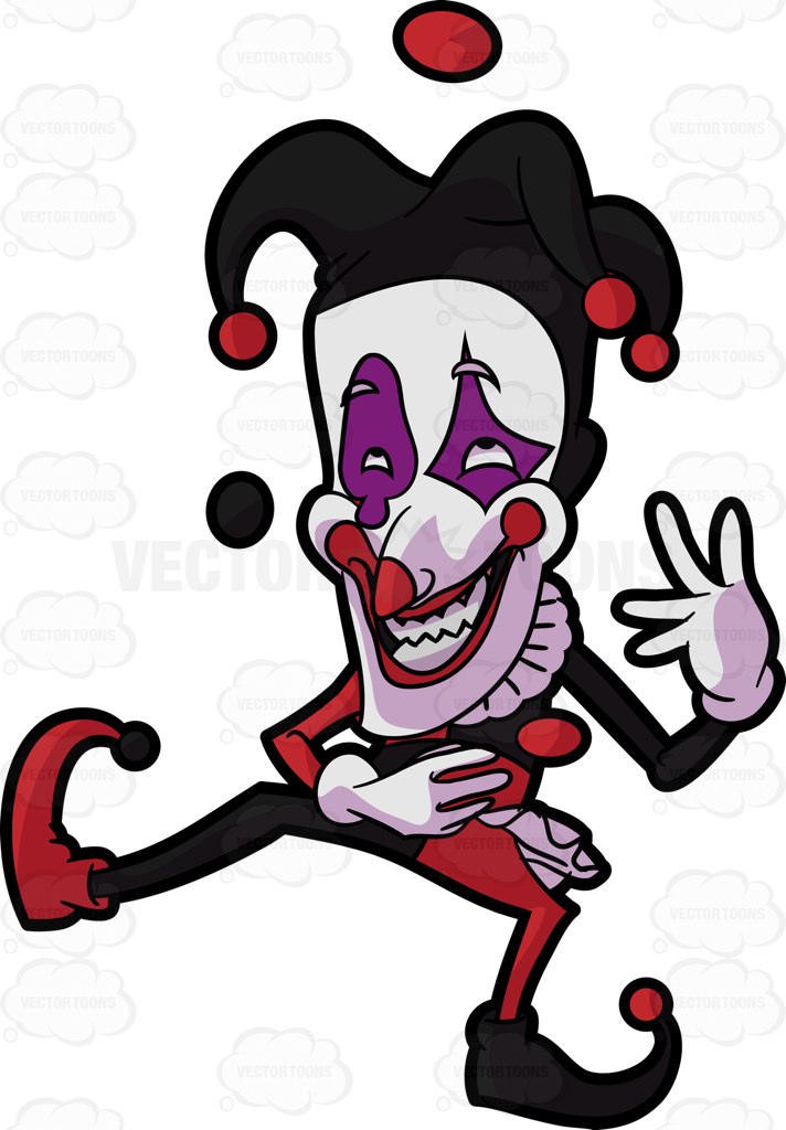 712x1024 A Creepy Joker Juggling Balls Cartoon Clipart Vector Toons
