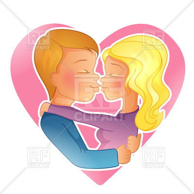 400x400 Couple Young People Kissing In Heart Shaped Frame Royalty Free