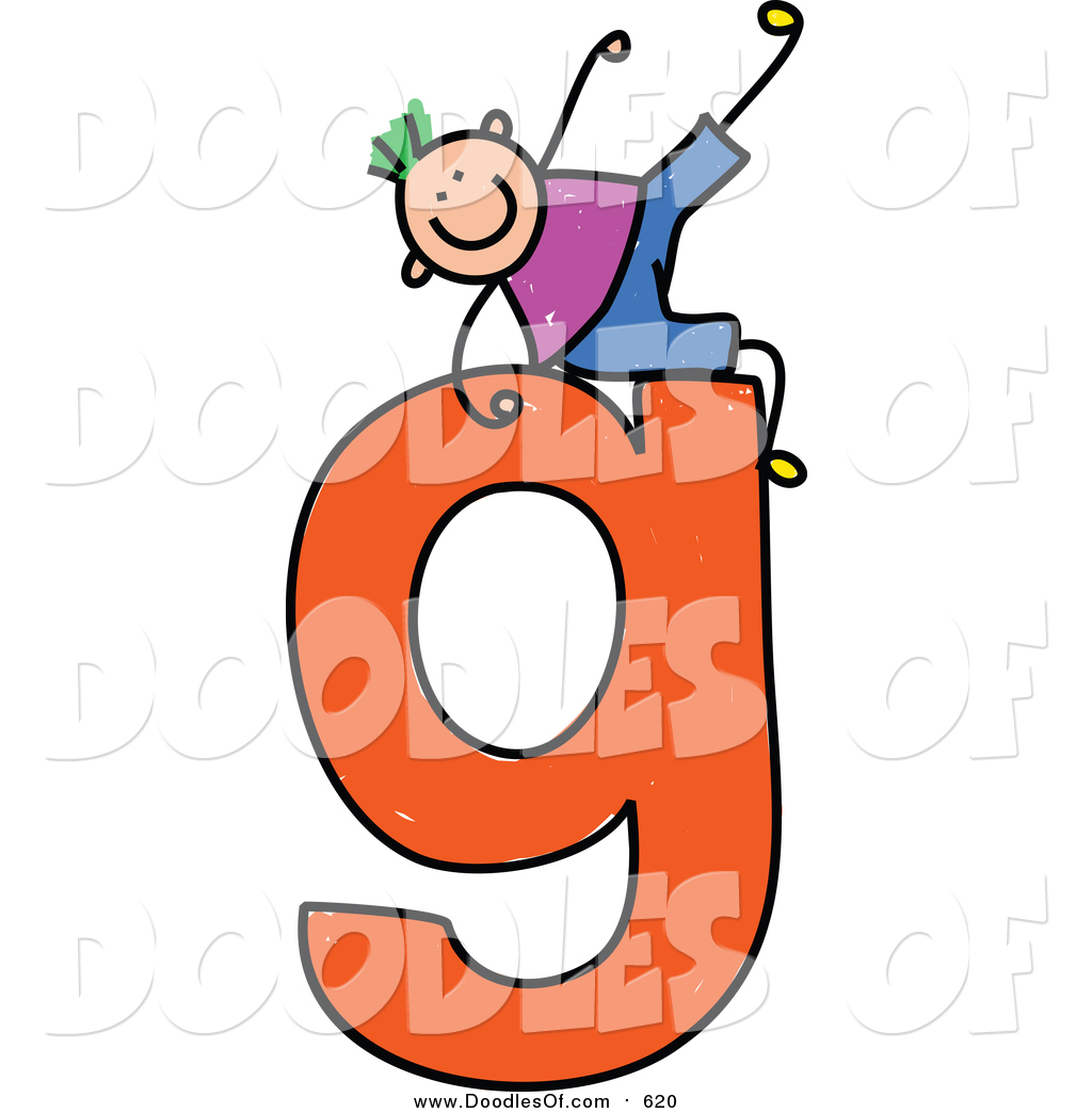 1024x1044 Vector Clipart Of A Doodled White Boy On A Lowercase Letter G By