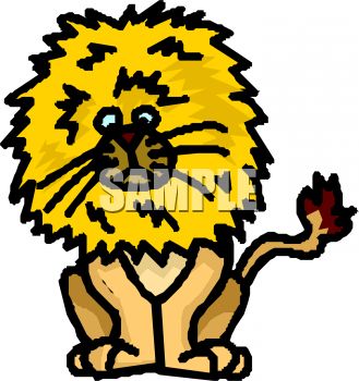 329x350 Cartoon Of A Lion With A Huge Mane