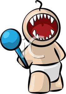 212x300 Clipart Picture A Screaming Baby With Sharp Teeth