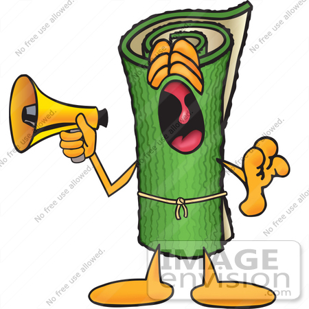 450x450 Clip Art Graphic Of A Rolled Green Carpet Cartoon Character