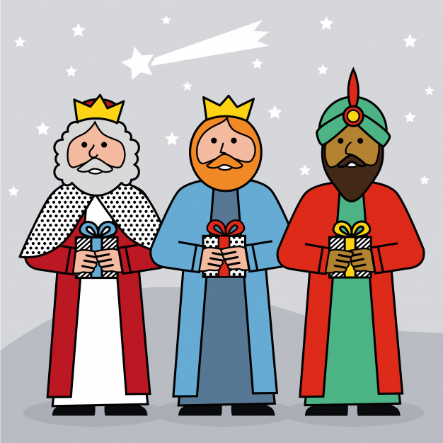 626x626 The Three Kings Of Orient On A Blue Background Vector Premium