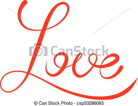 450x346 Word Love Script. Word Love Isolated On White. Lettering
