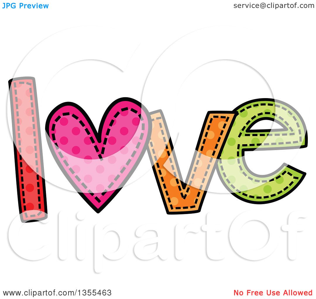 1080x1024 Clipart Of A Cartoon Stitched Word Love