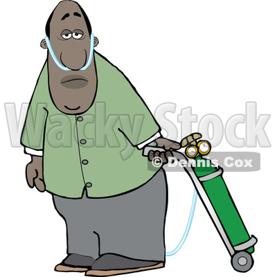 400x400 Clipart Of A Cartoon Black Man On Oxygen Therapy