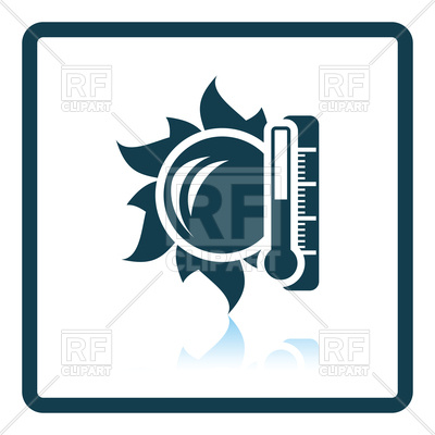 400x400 Icon Of Sun And Thermometer With High Temperature Royalty Free