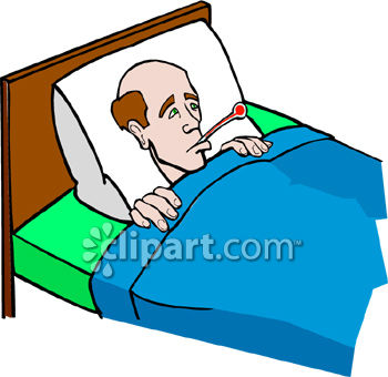 350x340 Man In Bed With A Thermometer In His Mouth