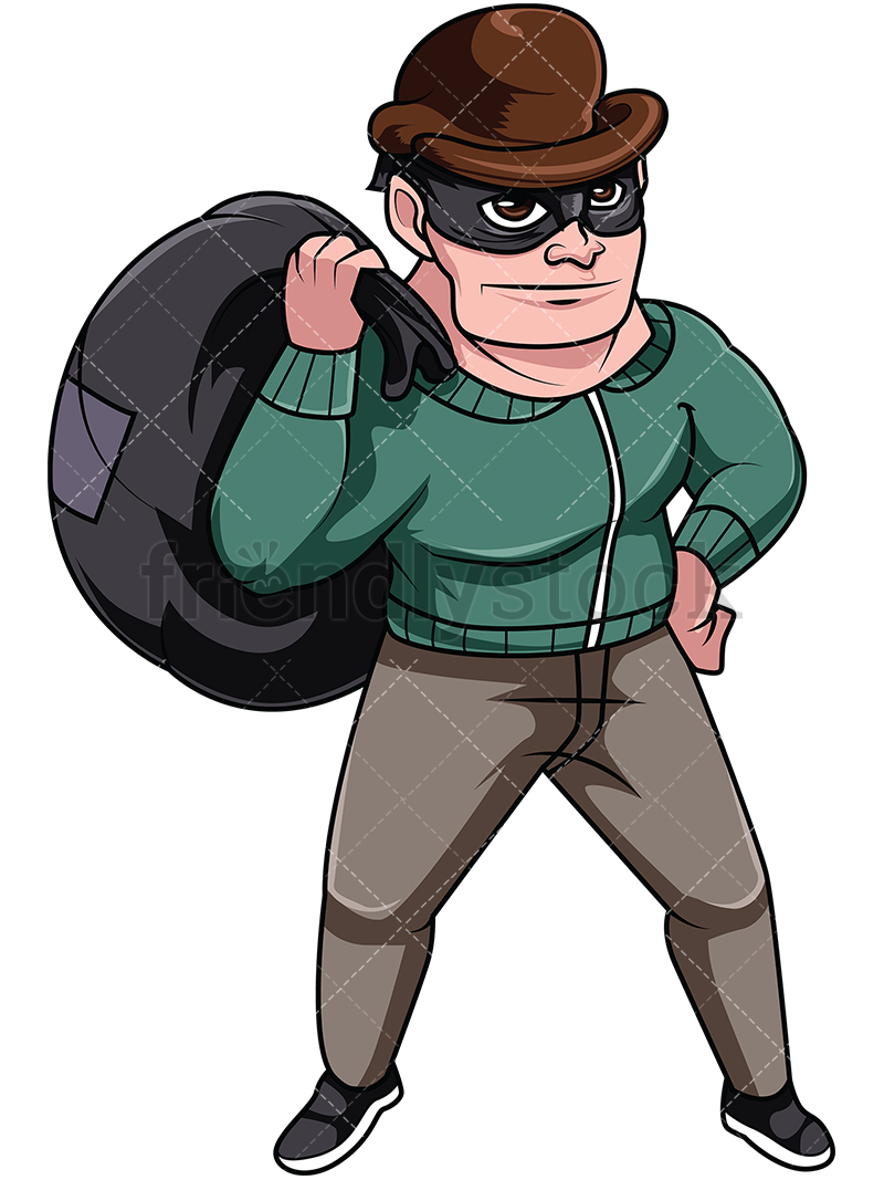 800x1067 Thief Carrying Loot Cartoon Vector Clipart