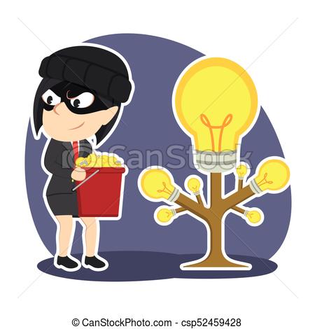 450x470 Thief Businesswoman Harvesting Ideas From Someone Else Idea Tree.