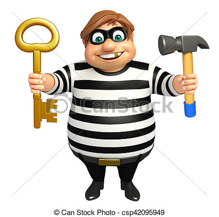 450x445 Thief With Hammer Amp Key Drawing