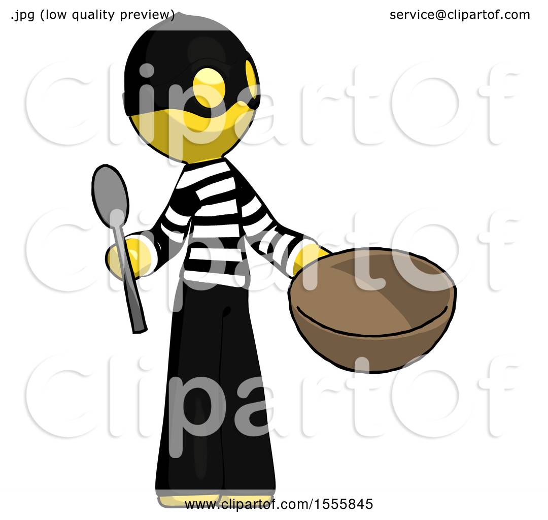 1080x1024 Yellow Thief Man With Empty Bowl And Spoon Ready To Make Something