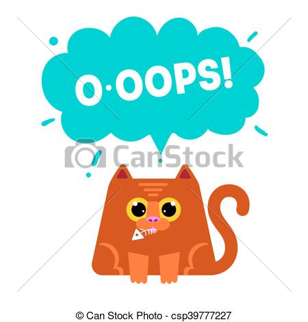 450x470 Cat Eating Fish Ooops Concet. Oops Surprise Concept Vector