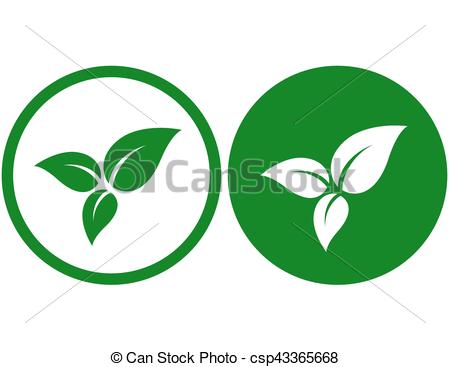 450x367 Icon With Green Leaves. Icon With Three Green Isolated Clip Art