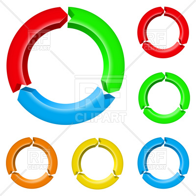 400x400 Three Parts Arrow Circles Royalty Free Vector Clip Art Image