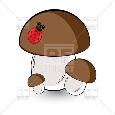 400x400 Three White Mushroom And Ladybug Royalty Free Vector Clip Art