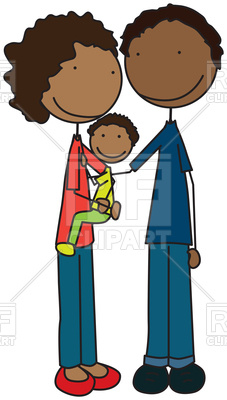 227x400 Cartoon Illustration Of Family Of Three Royalty Free Vector Clip