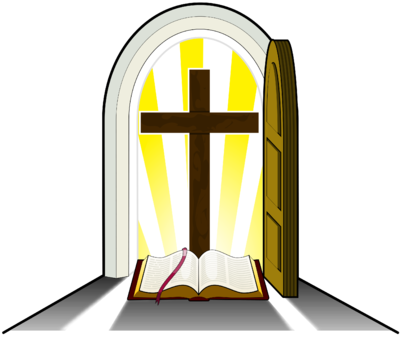 400x337 Clipart Of Bibles And Crosses Open Door Clipart Clipart Kid Art