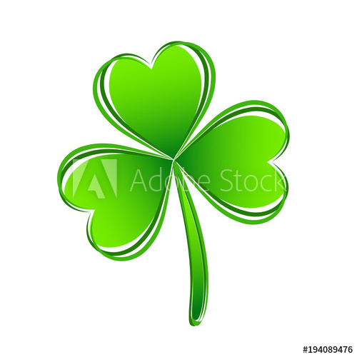 500x500 Three Leaf Green Clover Hand Draw. Lucky Quatrefoil. Good Luck