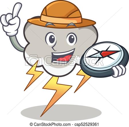 450x441 Explorer Thunder Cloud Character Cartoon Vector Illustration Clip