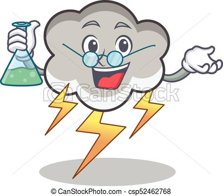 450x396 Professor Thunder Cloud Character Cartoon Vector Clip Art