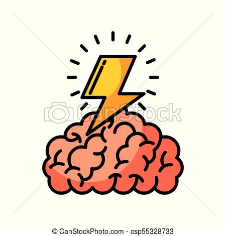 450x470 Brain Thunder Illustration Icon Vector Graphic Design Vectors