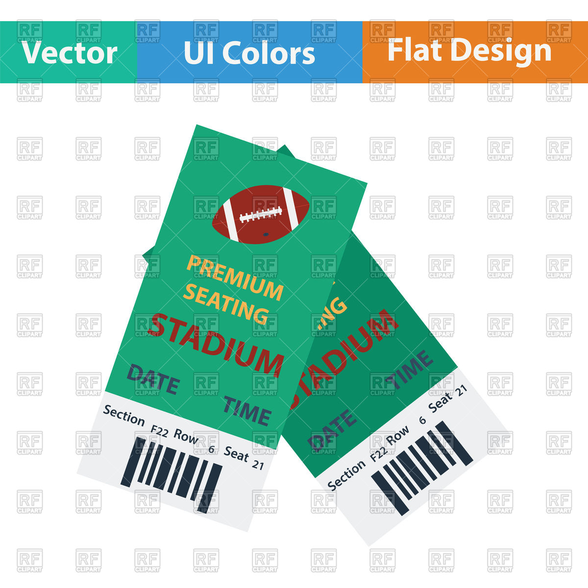 1200x1200 American Football Tickets Icon Royalty Free Vector Clip Art Image