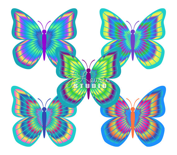 570x499 Digital Clipart Butterflies Tie Dye Butterflies Tie Dyed Clip Art