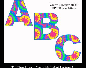 340x270 Tie Dye Letter Clipart Alphabet Digital Graphics Clip Art