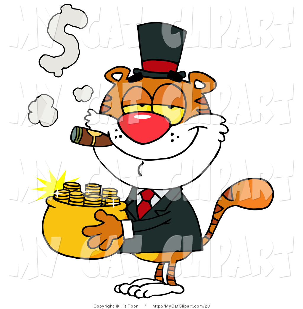 1024x1044 Cliprt Of Smug Tiger Carrying Pot Of Goldnd Smoking