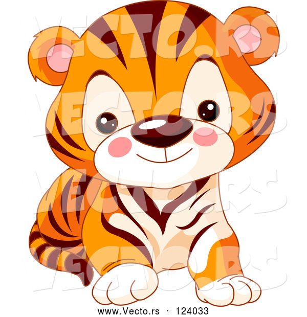 600x620 Vector Of Baby Zoo Tiger Cub By Pushkin