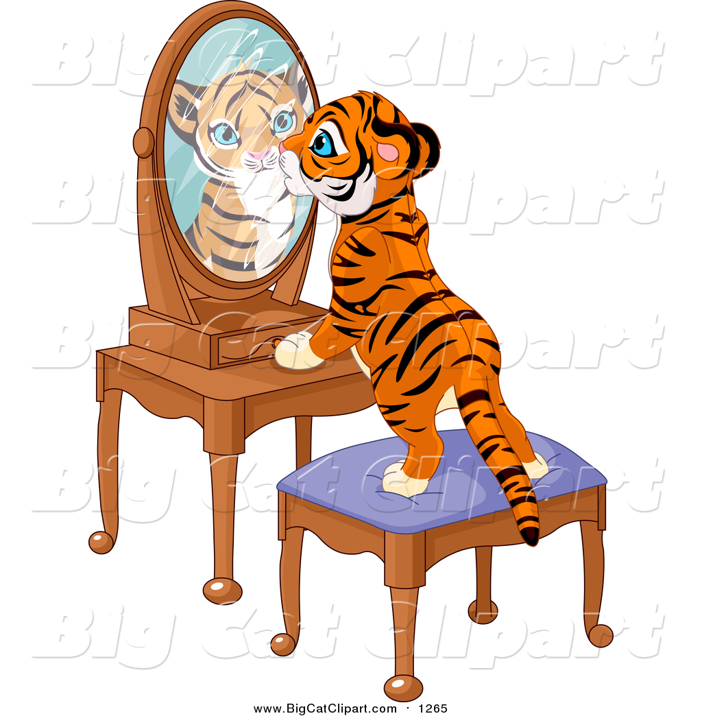 1024x1044 Big Cat Vector Clipart Of A Tiger Cub Standing On A Stool