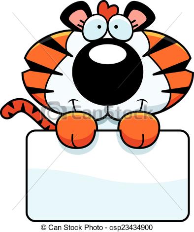 394x470 Cartoon Tiger Cub Sign. A Cartoon Illustration Of A Tiger