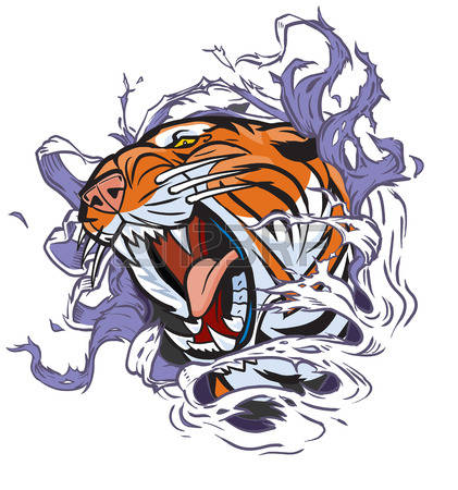 421x450 Small Roaring Tiger Head Clipart