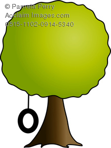 224x300 Clip Art Illustration Of A Simple Shade Tree With A Tire Swing
