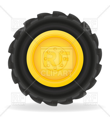 362x400 Tractor Wheel With Grooved Tire Casing Royalty Free Vector Clip