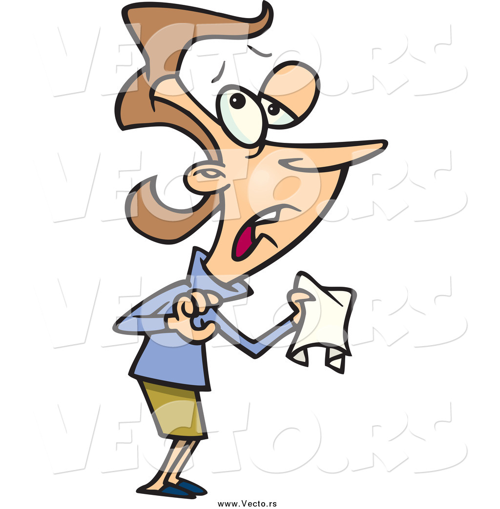 1024x1044 Vector Of A Cartoon Sneezing White Businesswoman Holding A Tissue