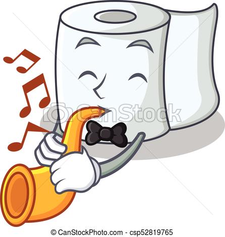 446x470 With Trumpet Tissue Character Cartoon Style Vector Clip Art