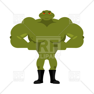 400x400 Strong Frog. Powerful Toad With Large Muscles. Royalty Free Vector