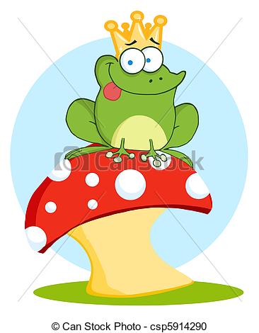 366x470 Frog Prince On A Toadstool. Frog Prince Sitting On A Vector