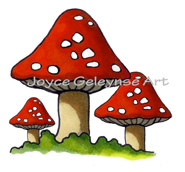 640x596 Printable Clip Art Hand Drawn Clipart Three Toadstools