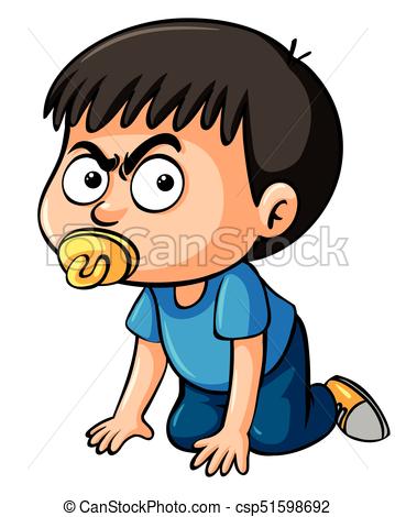 359x470 Boy Toddler With Pacifier Illustration Eps Vectors