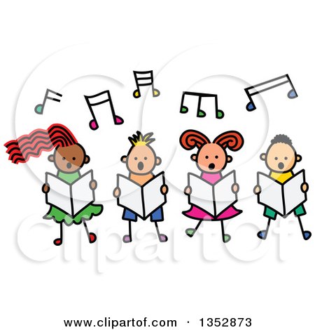 450x470 Clipart Of A Doodled Toddler Art Sketched Group Of Four Children