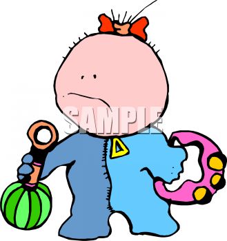 329x350 Picture Of An Unhappy Toddler Playing With Toys In A Vector Clip