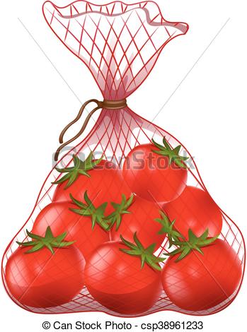 349x470 Fresh Tomatoes In Net Bag Illustration Vectors